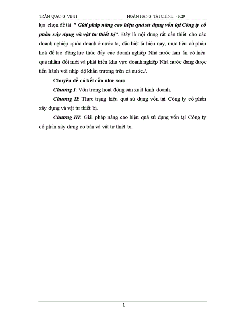 image for page Giải pháp nâng cao hiệu quả sử dụng vốn tại Công ty cổ phần xây dựng và vật tư thiết bị.