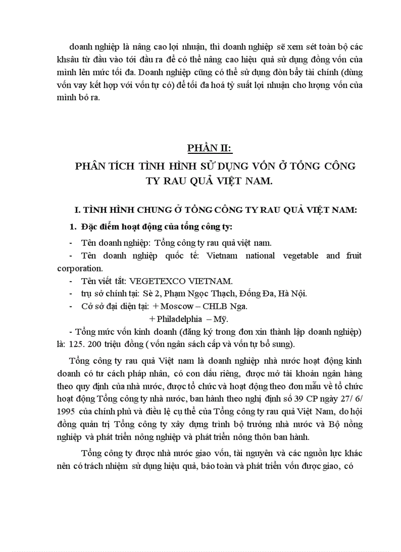 image for page Một số giải pháp nhằm nâng cao hiệu quả sử dụng vốn ở Tổng Công Ty Rau Quả Việt Nam.