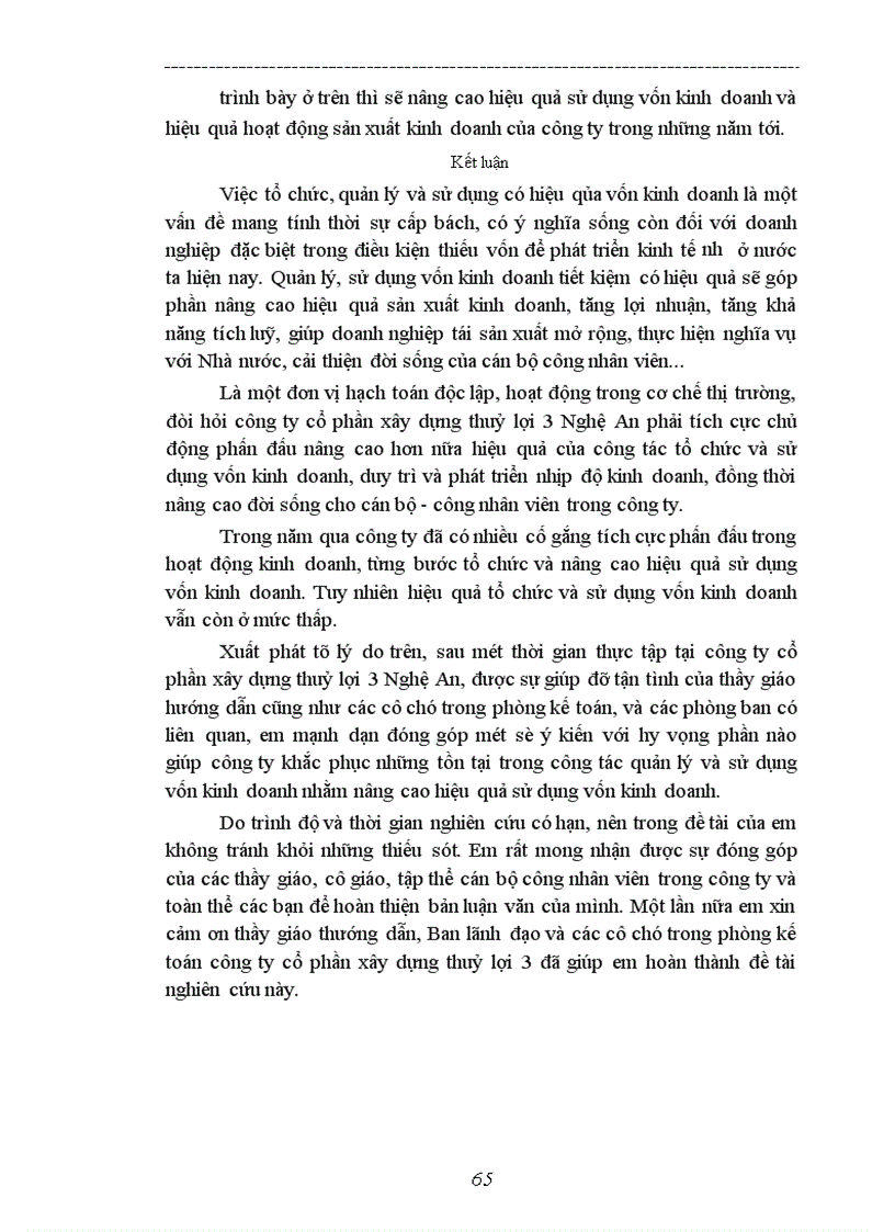 image for page Các biện pháp nâng cao hiệu quả sử dụng vốn ở Công ty cổ phần xây dựng thuỷ lợi 3 Nghệ An.
