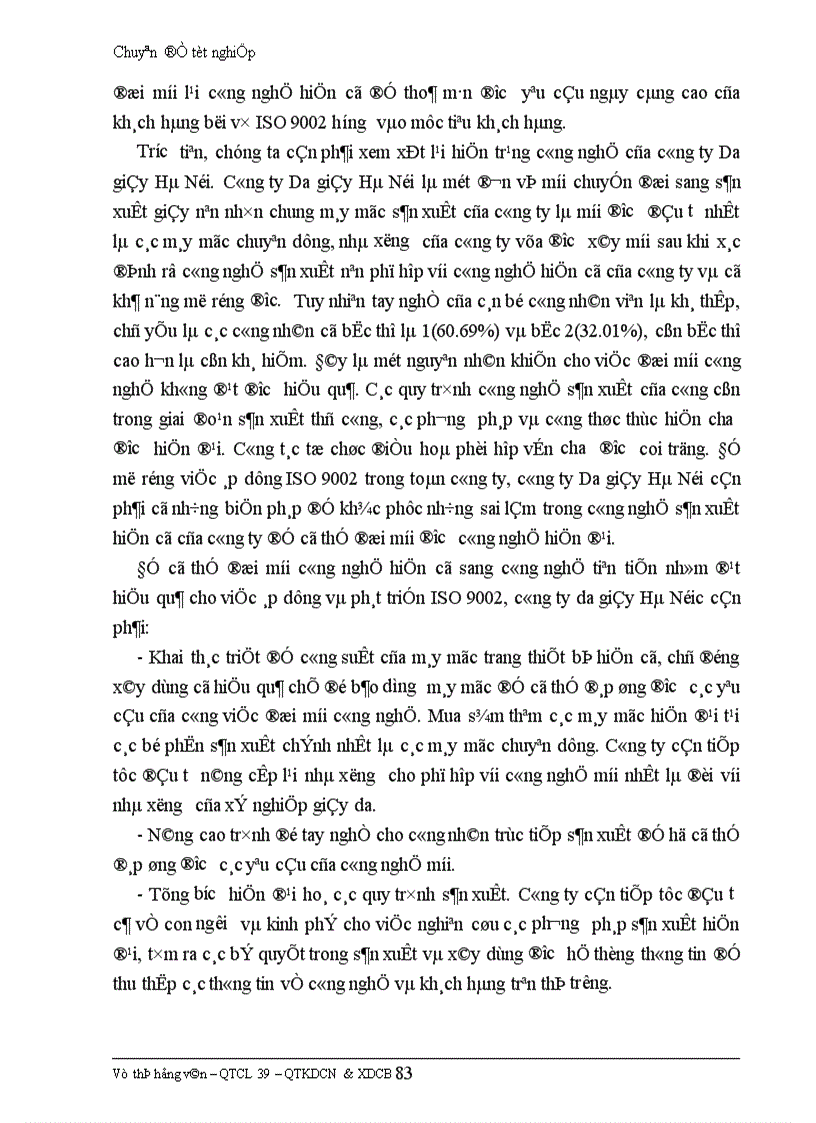 image for page Những biện pháp để duy trì và phát triển việc áp dụng hệ thống quản lý chất lượng theo ISO 9002 ở Công ty da giầy Hà Nội.