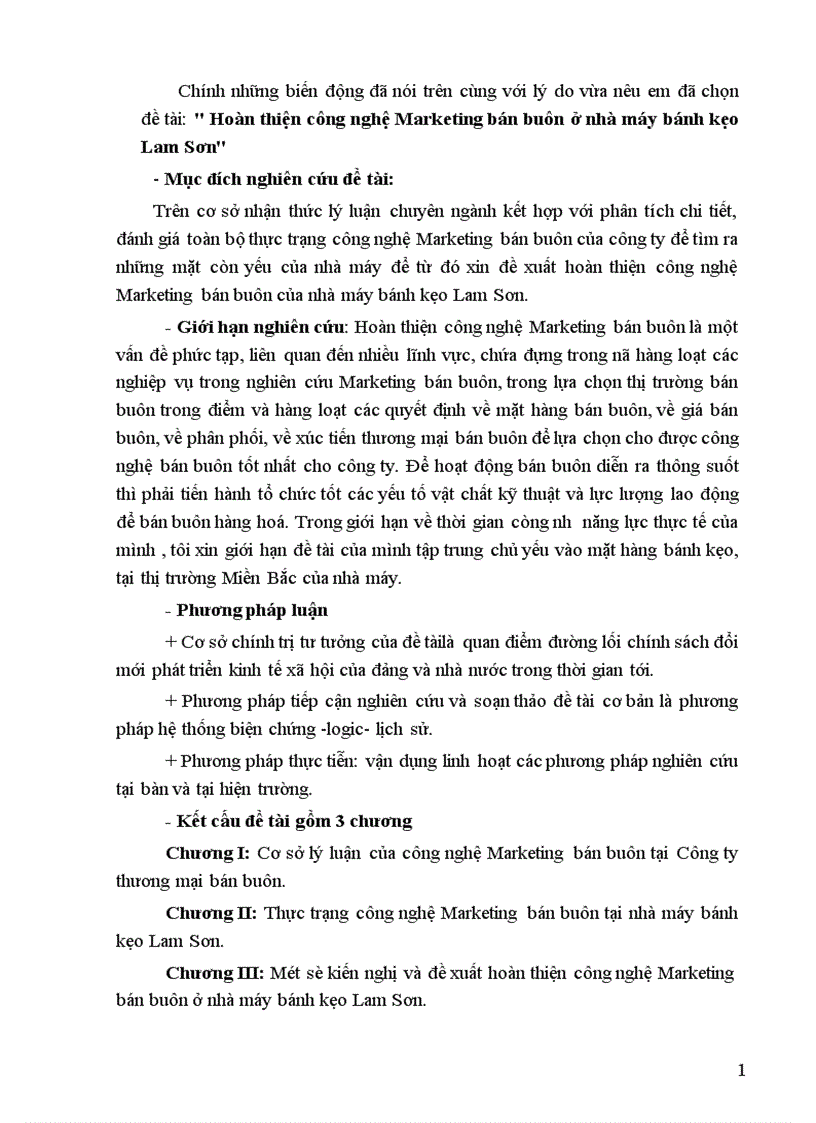 image for page Hoàn thiện công nghệ Marketing bán buôn ở nhà máy bánh kẹo Lam Sơn.