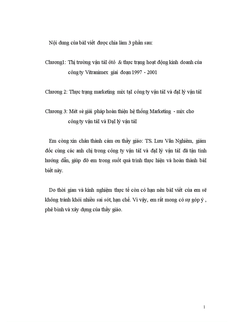 image for page Thực trạng và giải pháp marketing cho dịch vụ vận tải ôtô tại công ty Vận tải và đại lý vận tải.