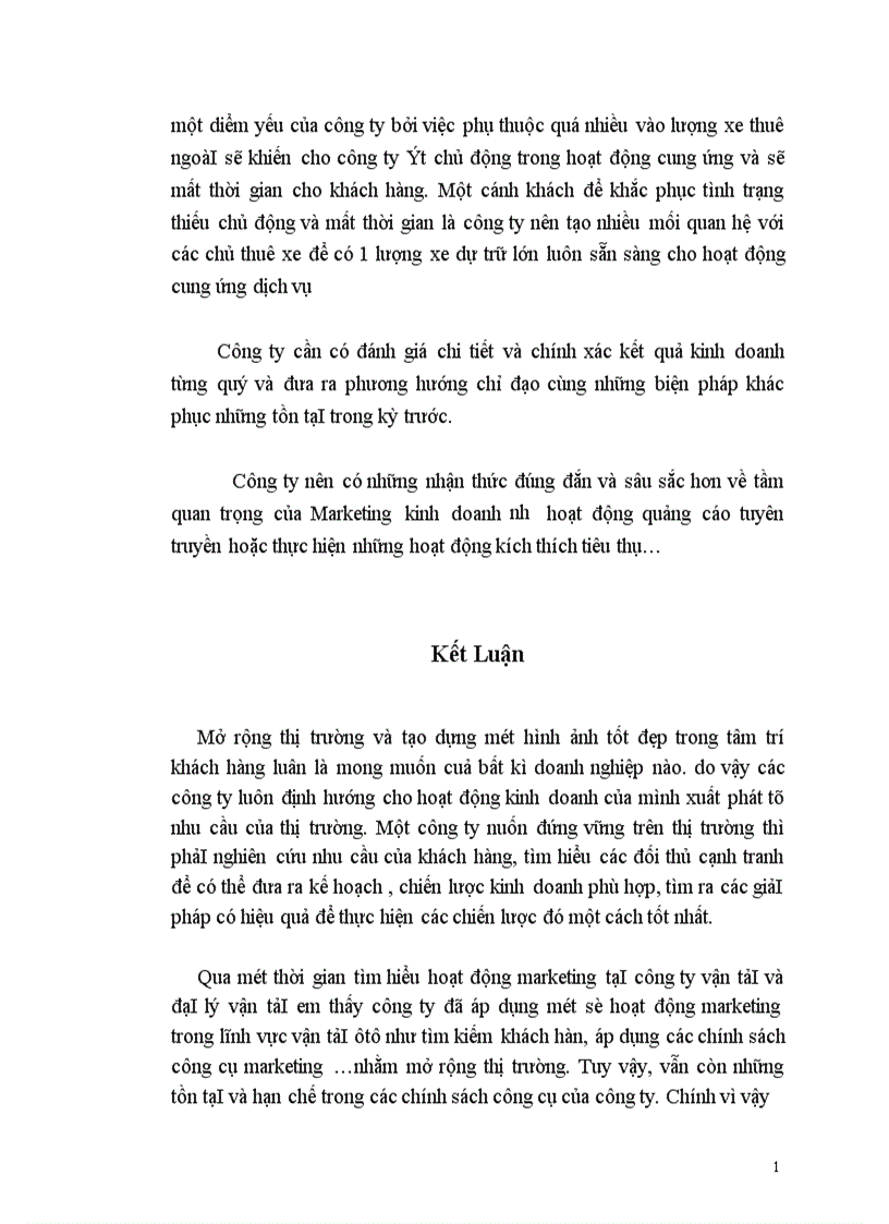 image for page Thực trạng và giải pháp marketing cho dịch vụ vận tải ôtô tại công ty Vận tải và đại lý vận tải.