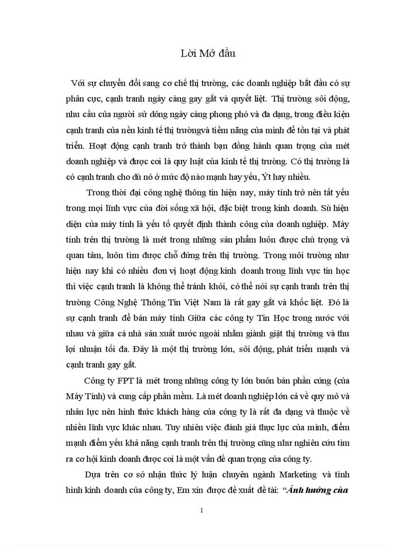 image for page Ảnh hưởng của cạnh tranh đến hoạt động Marketing sản phẩm Máy Tính ở công ty FPT.