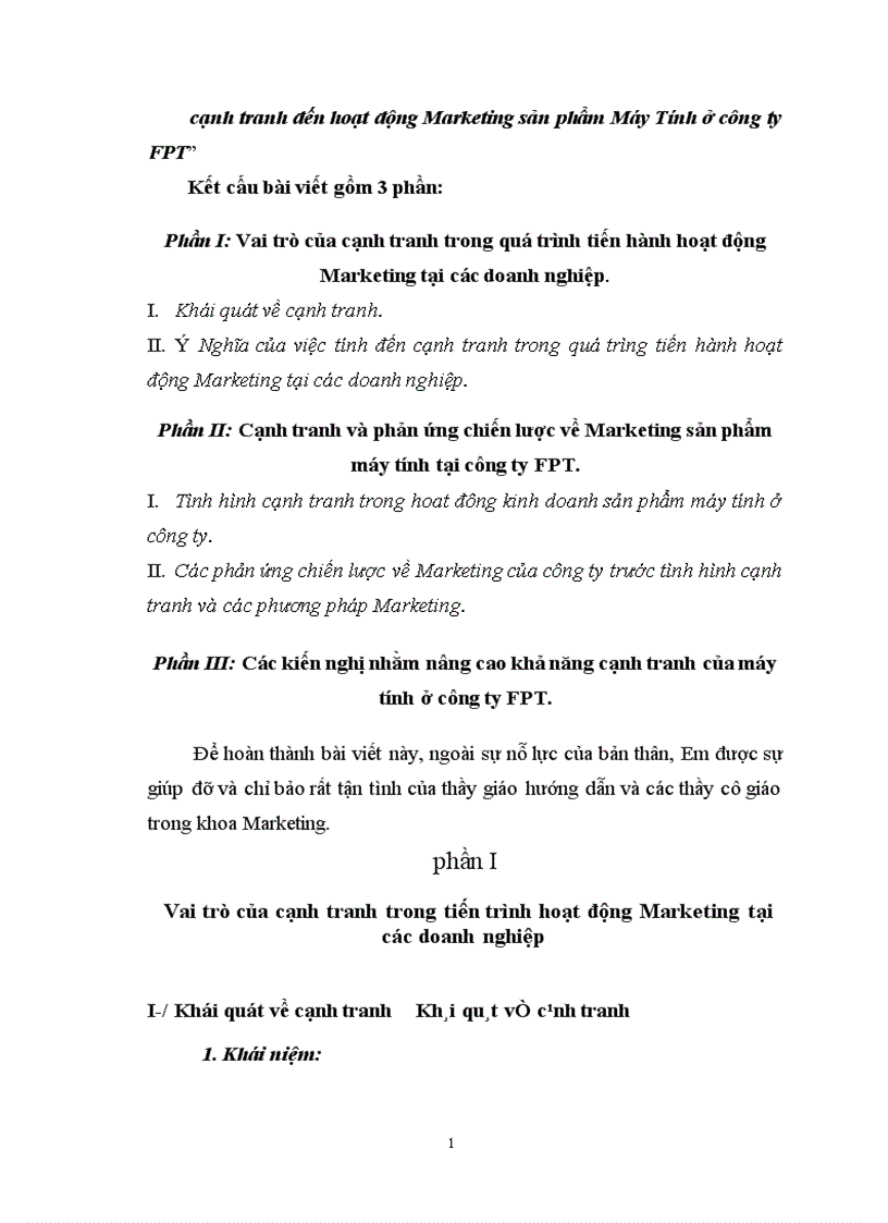 image for page Ảnh hưởng của cạnh tranh đến hoạt động Marketing sản phẩm Máy Tính ở công ty FPT.