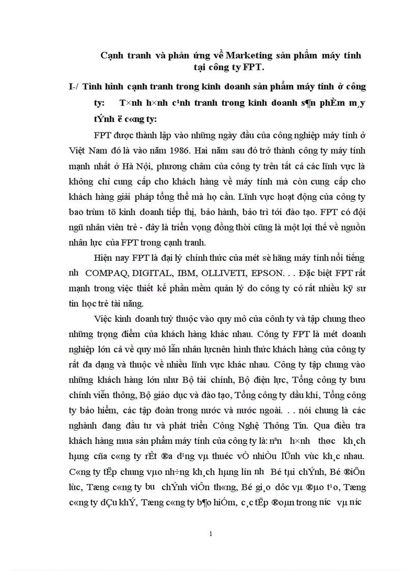 image for page Ảnh hưởng của cạnh tranh đến hoạt động Marketing sản phẩm Máy Tính ở công ty FPT.