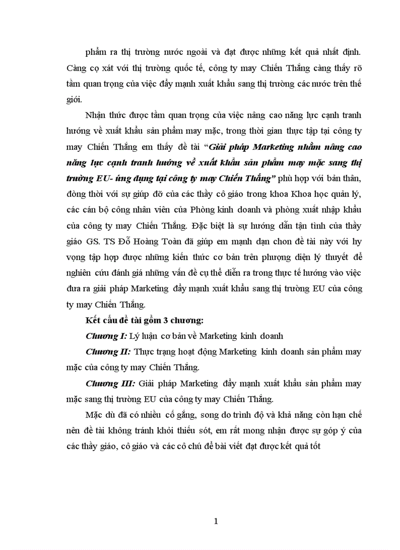 image for page Giải pháp Marketing nhằm nâng cao năng lực cạnh tranh hướng về xuất khẩu sản phẩm may mặc sang thị trường EU- ứng dụng tại công ty may Chiến Thắng.