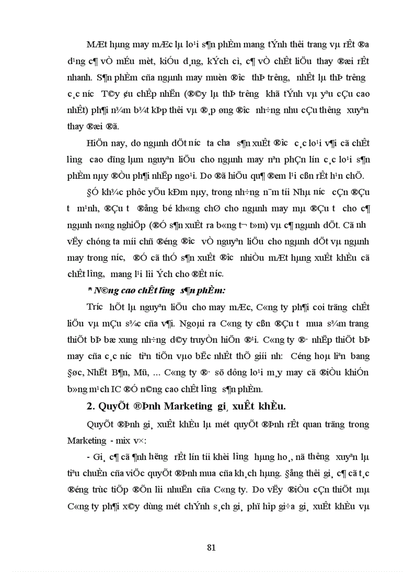 image for page Hoàn thiện các giải pháp MAR- MIX xuất khẩu hàng may mặc của công ty May 10 sang thị trường EU.