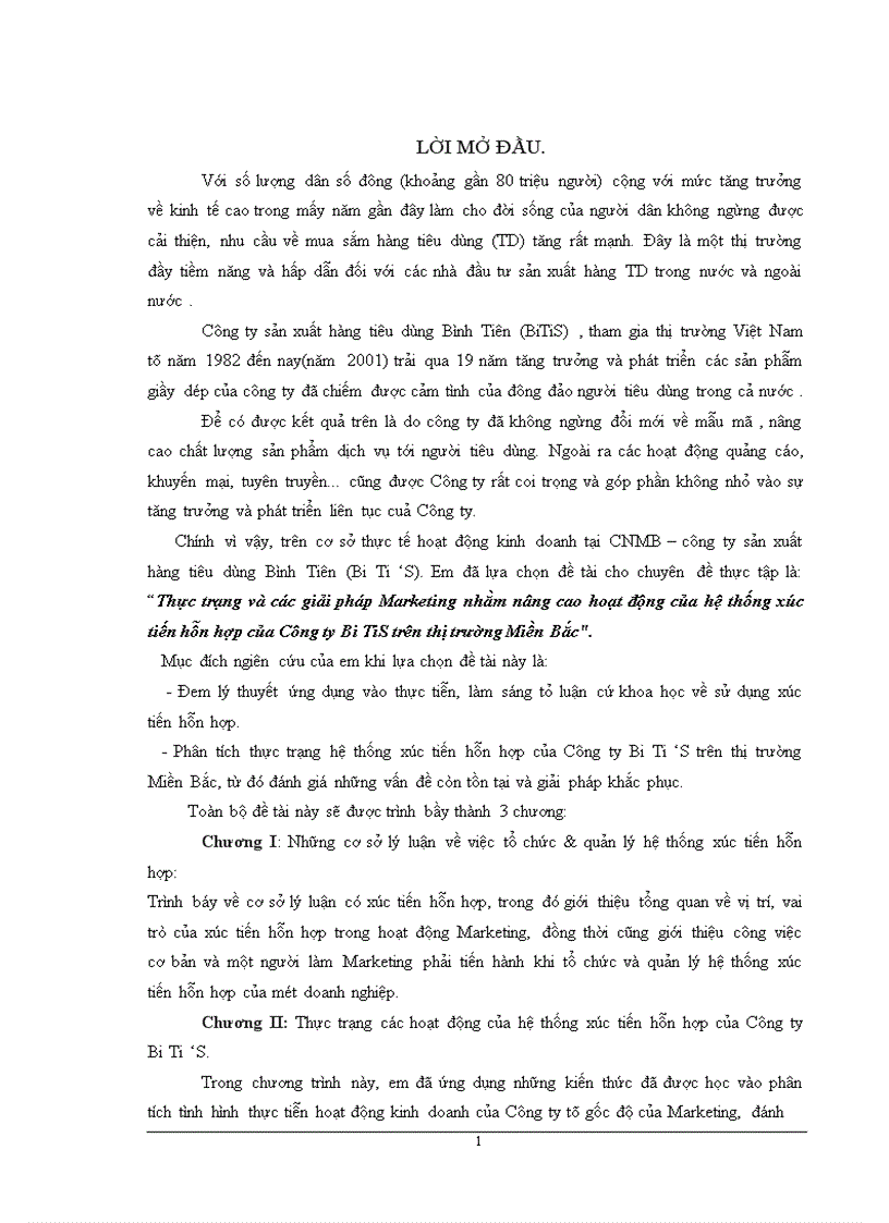 image for page Thực trạng và các giải pháp Marketing nhằm nâng cao hoạt động của hệ thống xúc tiến hỗn hợp của Công ty Bi TiS trên thị trường Miền Bắc.