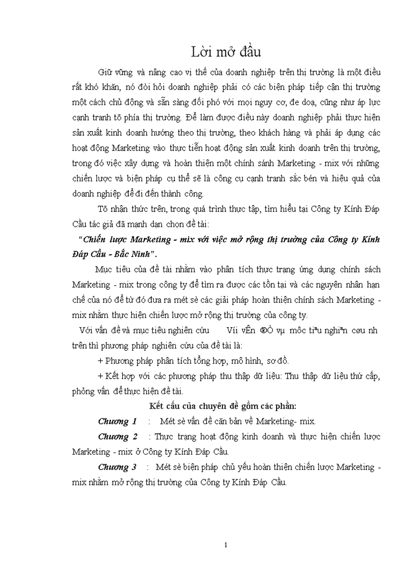 image for page Chiến lược Marketing - mix với việc mở rộng thị trường của Công ty Kính Đáp Cầu - Bắc Ninh.
