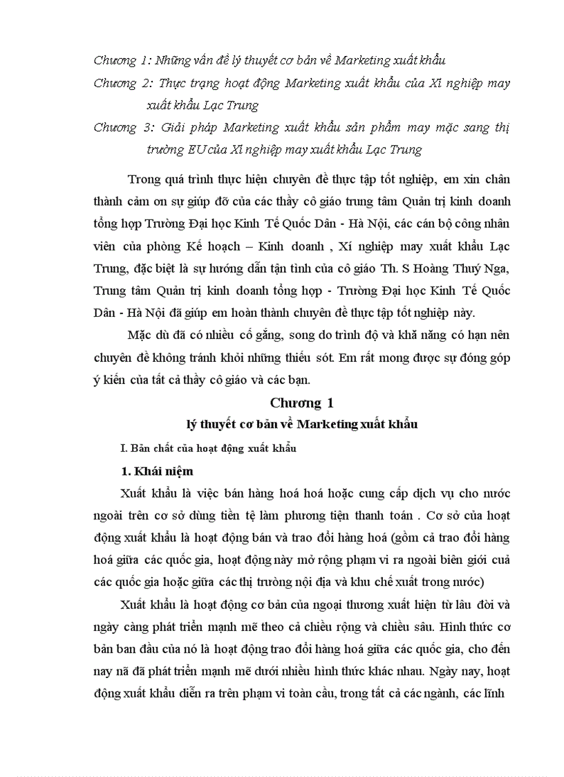 image for page Giải pháp Marketing đẩy mạnh xuất khẩu sản phẩm may mặc sang thị trường EU của Xí nghiệp may xuất khẩu Lạc Trung.