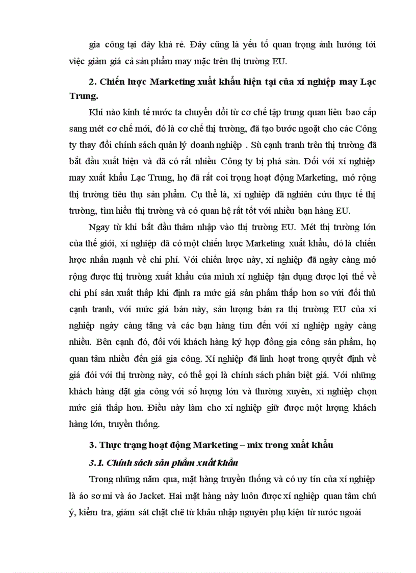 image for page Giải pháp Marketing đẩy mạnh xuất khẩu sản phẩm may mặc sang thị trường EU của Xí nghiệp may xuất khẩu Lạc Trung.