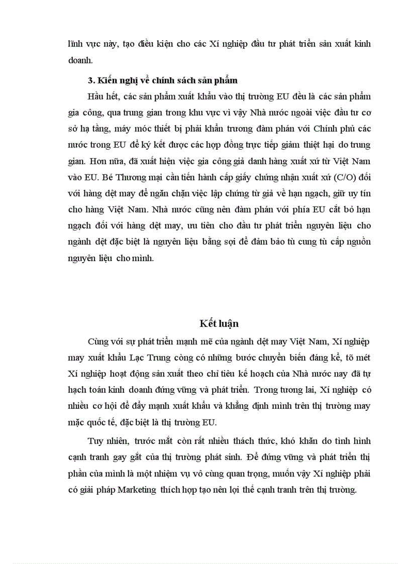 image for page Giải pháp Marketing đẩy mạnh xuất khẩu sản phẩm may mặc sang thị trường EU của Xí nghiệp may xuất khẩu Lạc Trung.