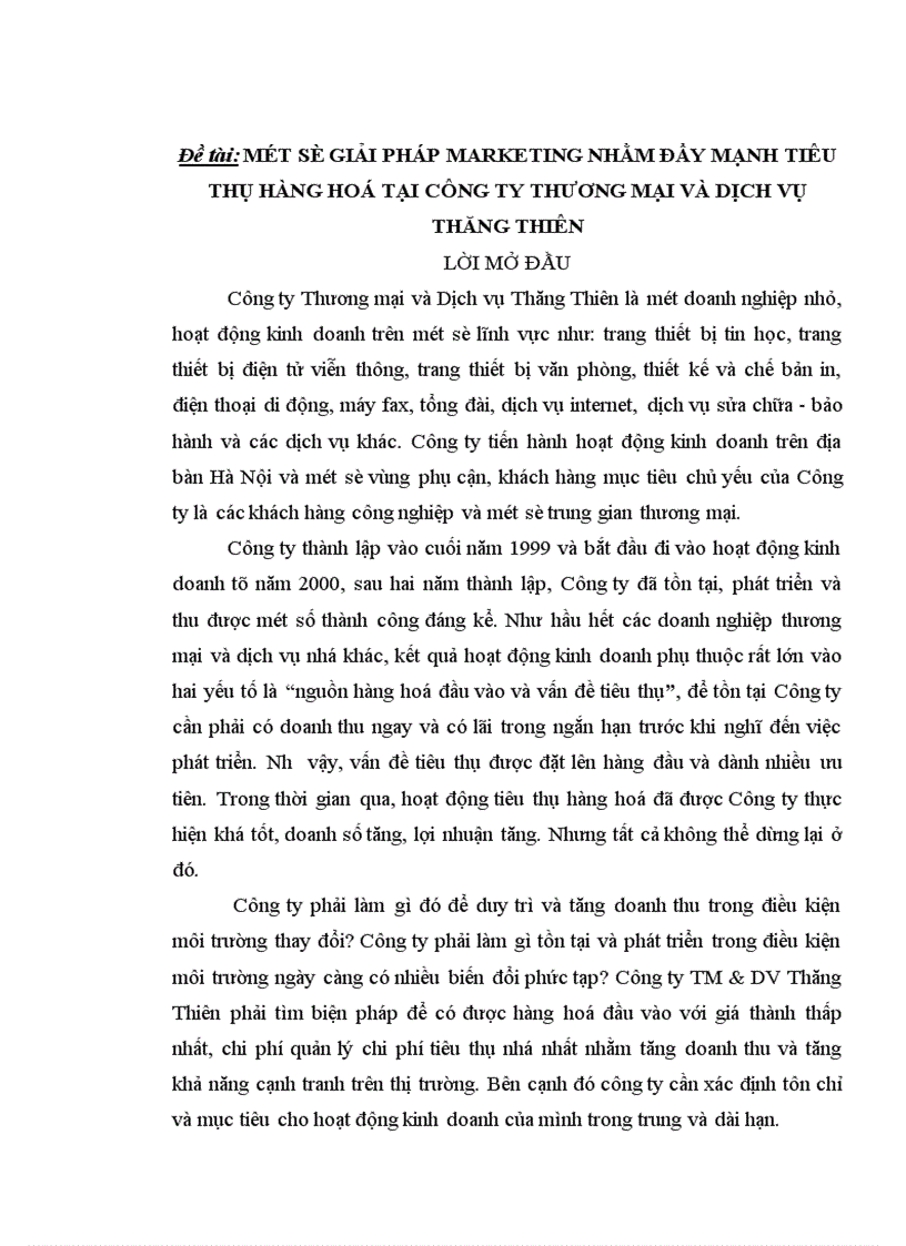 image for page Một số giải pháp marketing nhằm đẩy mạnh tiêu thụ hàng hoá tại Công ty Thương mại và Dịch vụ Thăng Thiên.