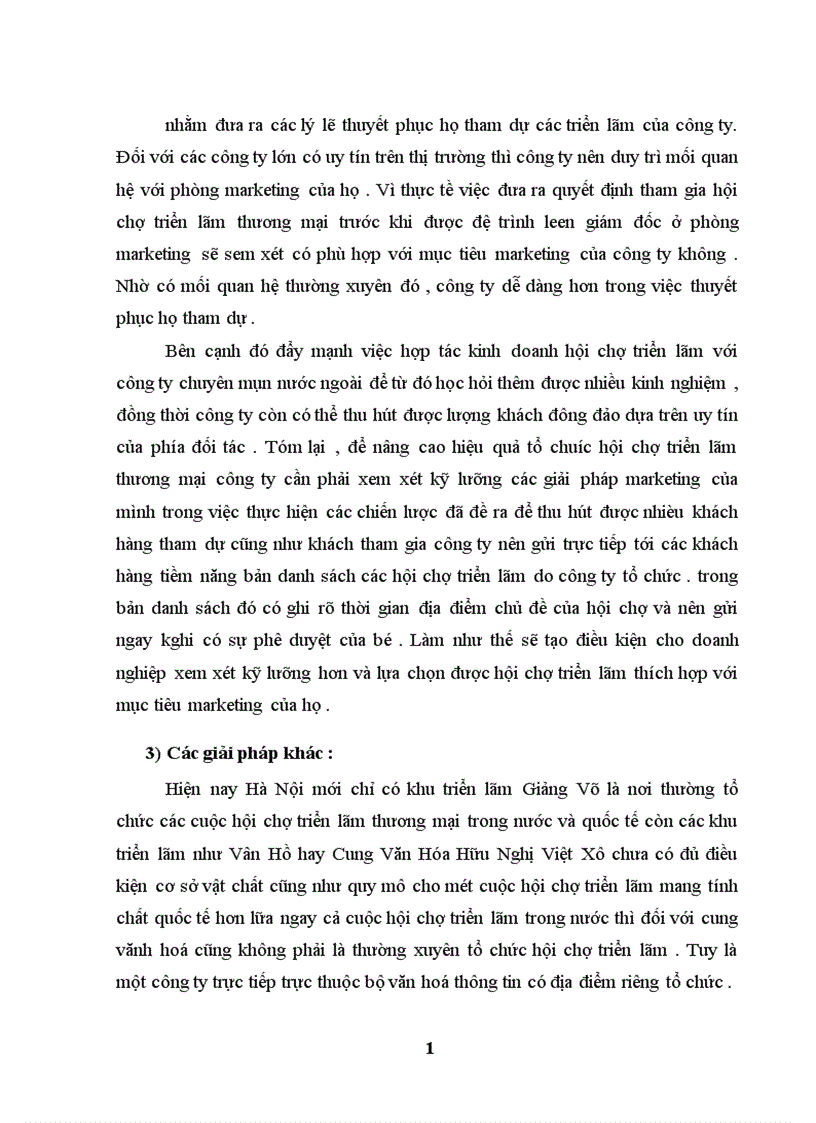 image for page Hoạt động Marketing cho sản phẩm tổ chức hội chợ triển lãm thương mại tại công ty THC: thực trạng và giải pháp.