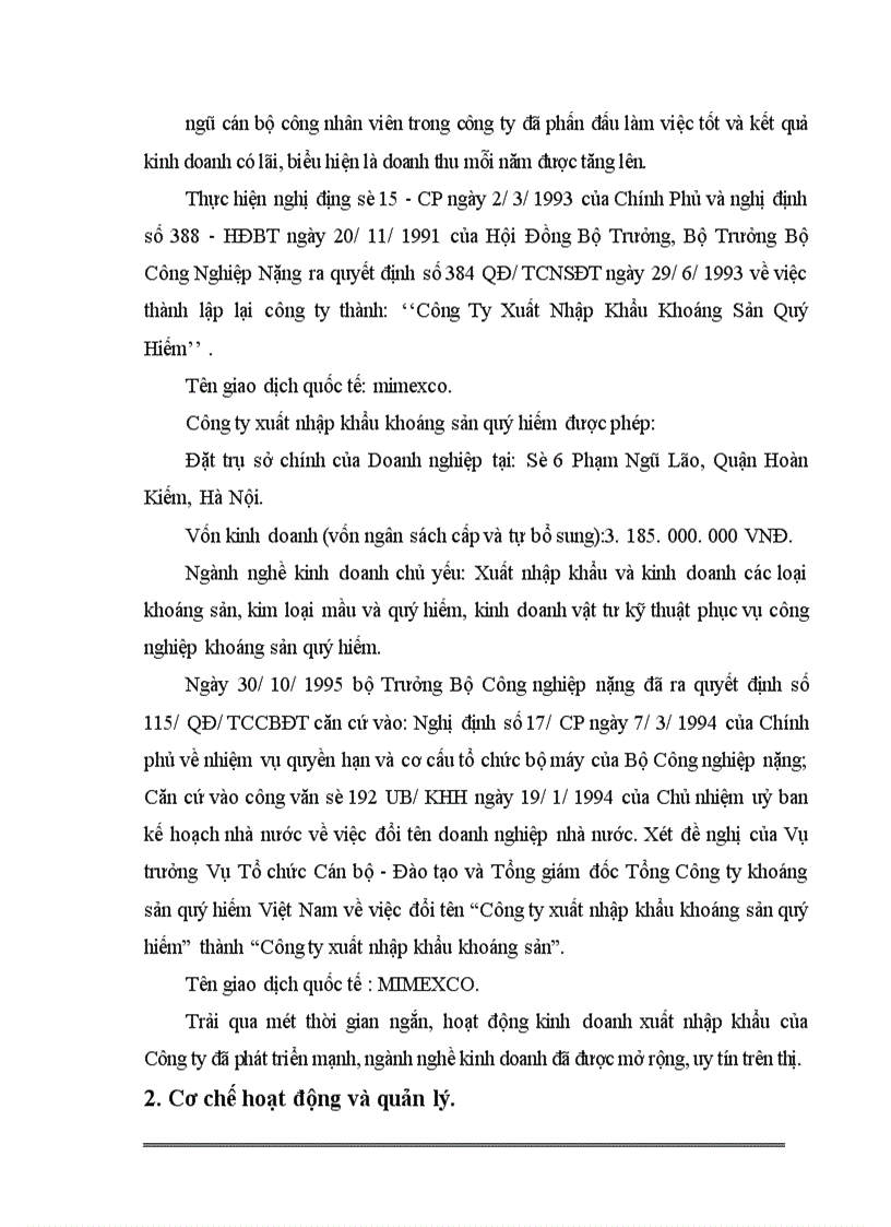 image for page Mở rộng thị trường XNK của công ty mimexco