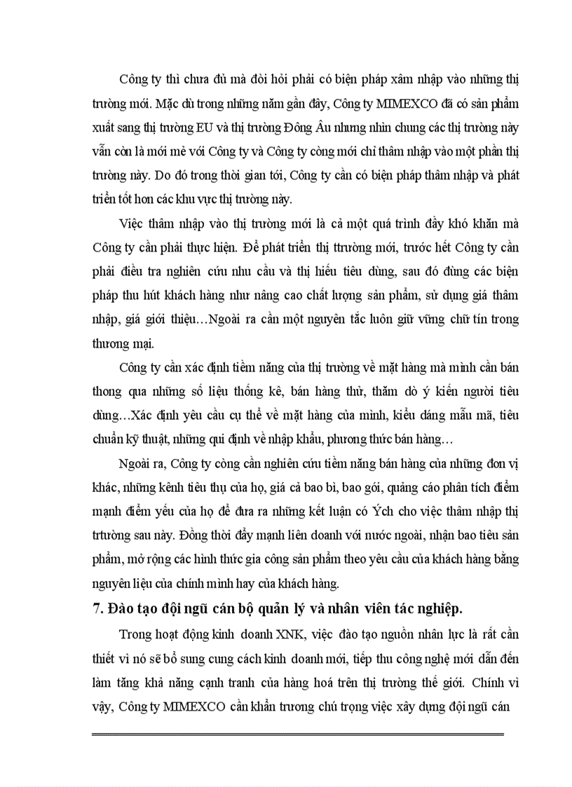 image for page Mở rộng thị trường XNK của công ty mimexco