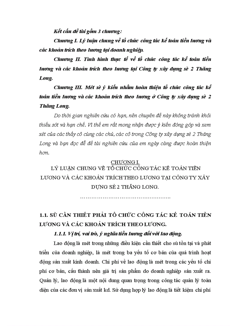 image for page Hoàn thiện tổ chức công tác kế toán tiền lương và các khoản trích theo lương ở Công ty xây dựng số 2 Thăng Long.