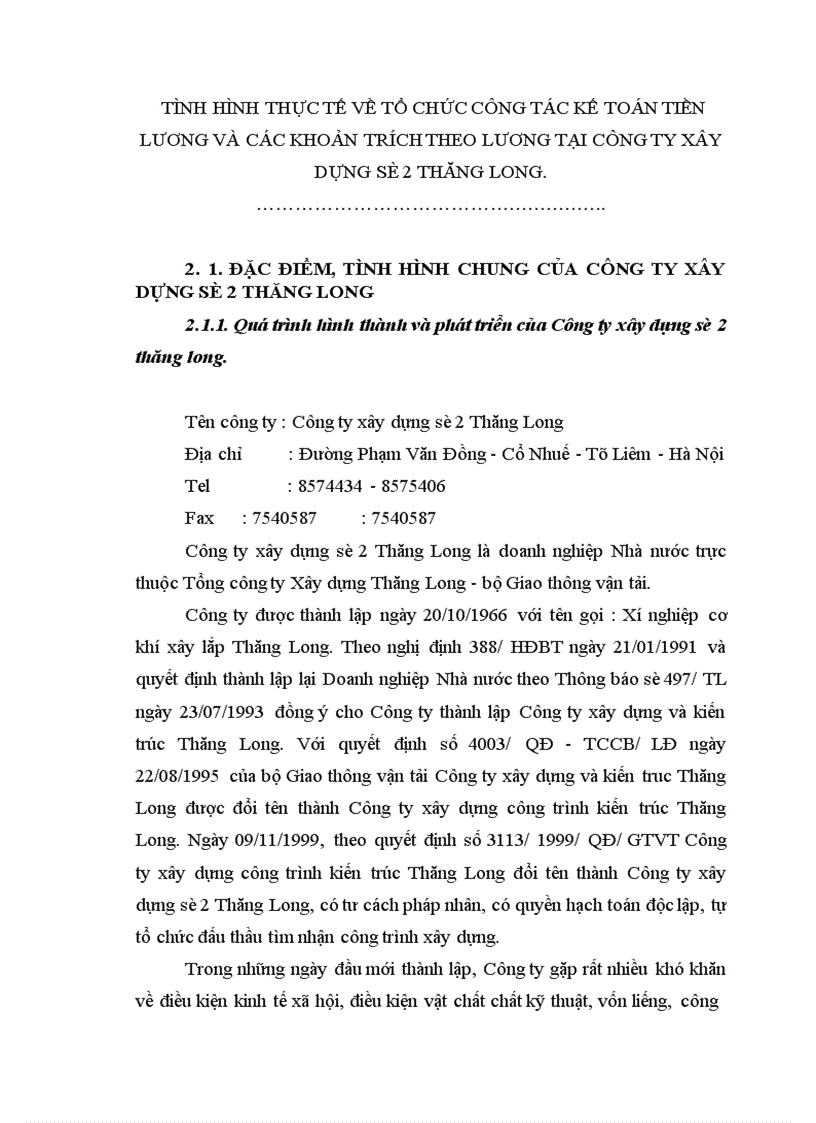 image for page Hoàn thiện tổ chức công tác kế toán tiền lương và các khoản trích theo lương ở Công ty xây dựng số 2 Thăng Long.