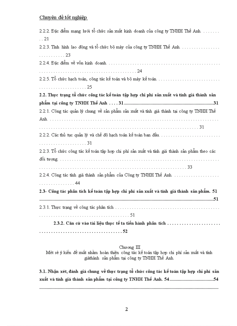 image for page Công tác kế toán tập hợp chi phí sản xuất và tính giá thành sản phẩm tại Công ty trách nhiệm hữu hạn Thế Anh