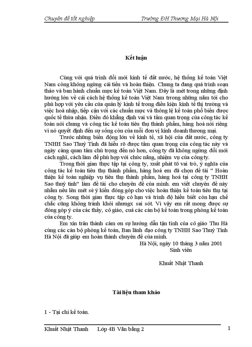 image for page Hoàn thiện kế toán nghiệp vụ tiêu thụ hàng hoá và thành phẩm tại công ty trách nhiệm hữu hạn Sao Thuỷ Tinh