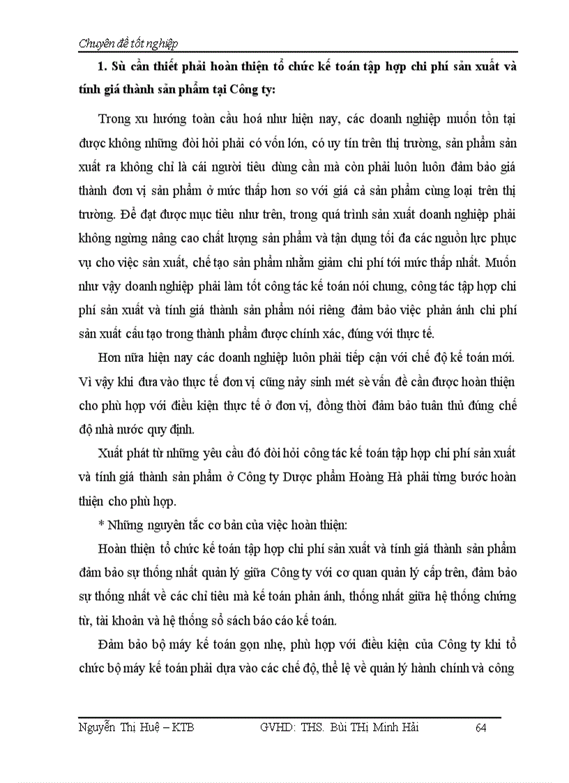 image for page Hoàn Thiện kế toán tập hợp chi phí sản xuất và tính giá thành sản phẩm tại Công ty trách nhiệm hữu hạn Dược Phẩm Hoàng Hà