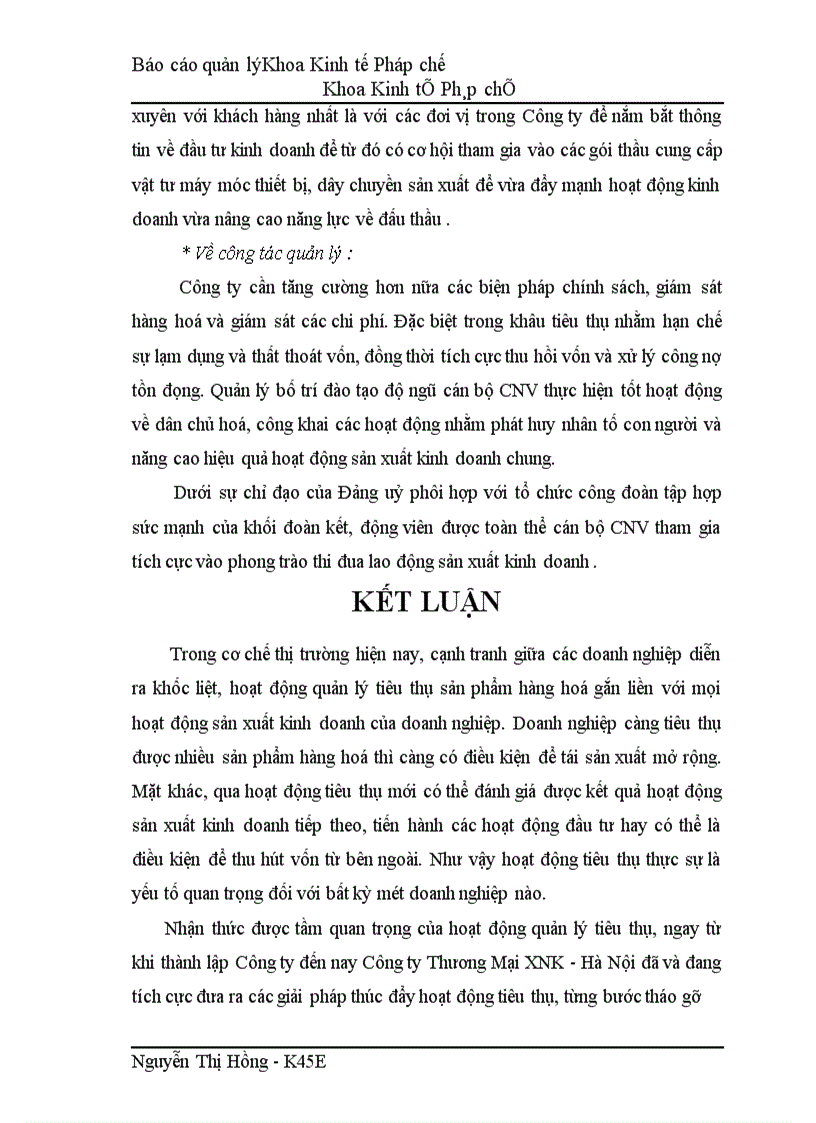 image for page Tổ chức công tác quản lý tiêu thụ sản phẩm hàng hoá tại Công ty Thương Mại xuất nhập khẩu - Hà Nội