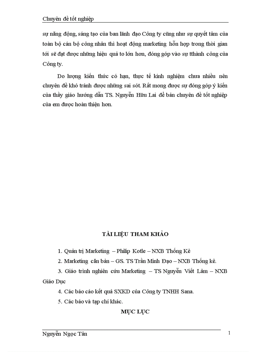 image for page Hoàn thiện giải pháp marketing hỗn hợp nhằm phát triển thị trường nước khoáng của công ty trách nhiệm hữu hạn Sana