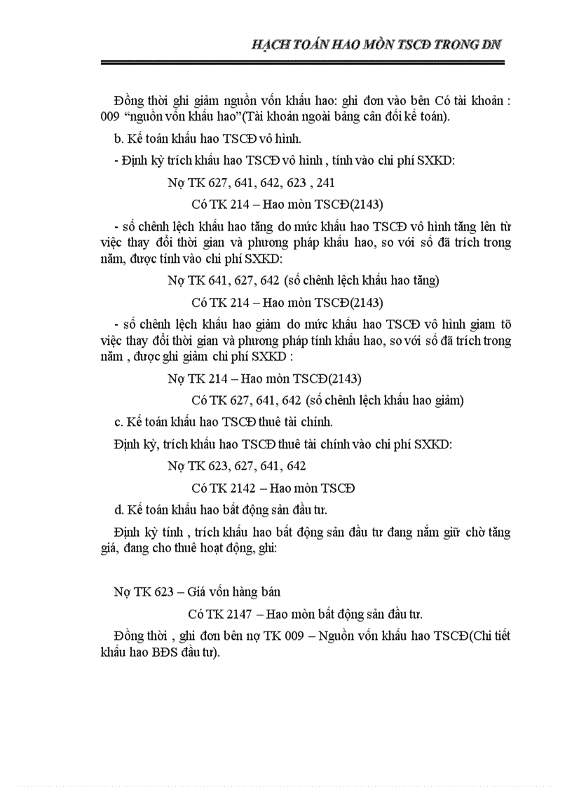 image for page Chế độ hạch toán hao mòn và khấu hao TSCĐ