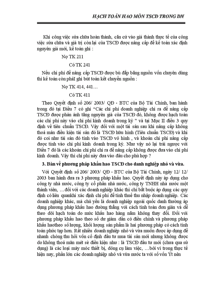 image for page Chế độ hạch toán hao mòn và khấu hao TSCĐ