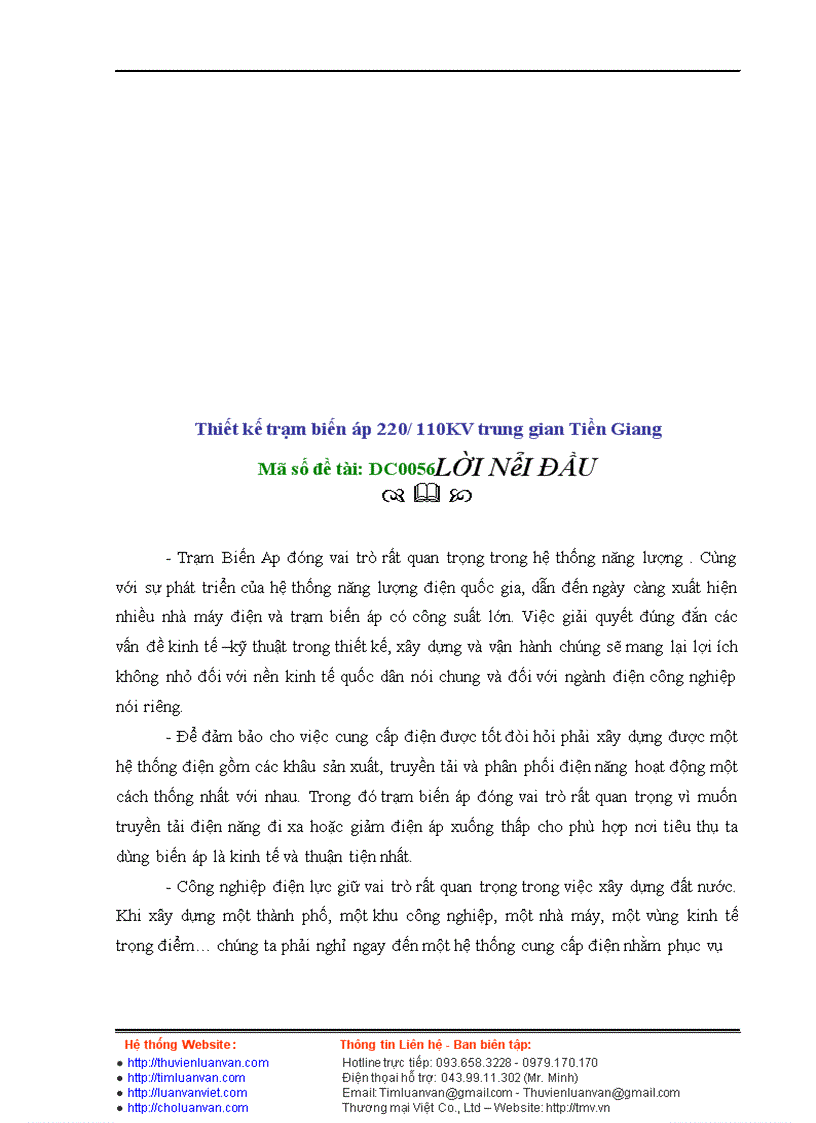 image for page Thiết kế trạm biến áp 220/110KV trung gian Tiền Giang