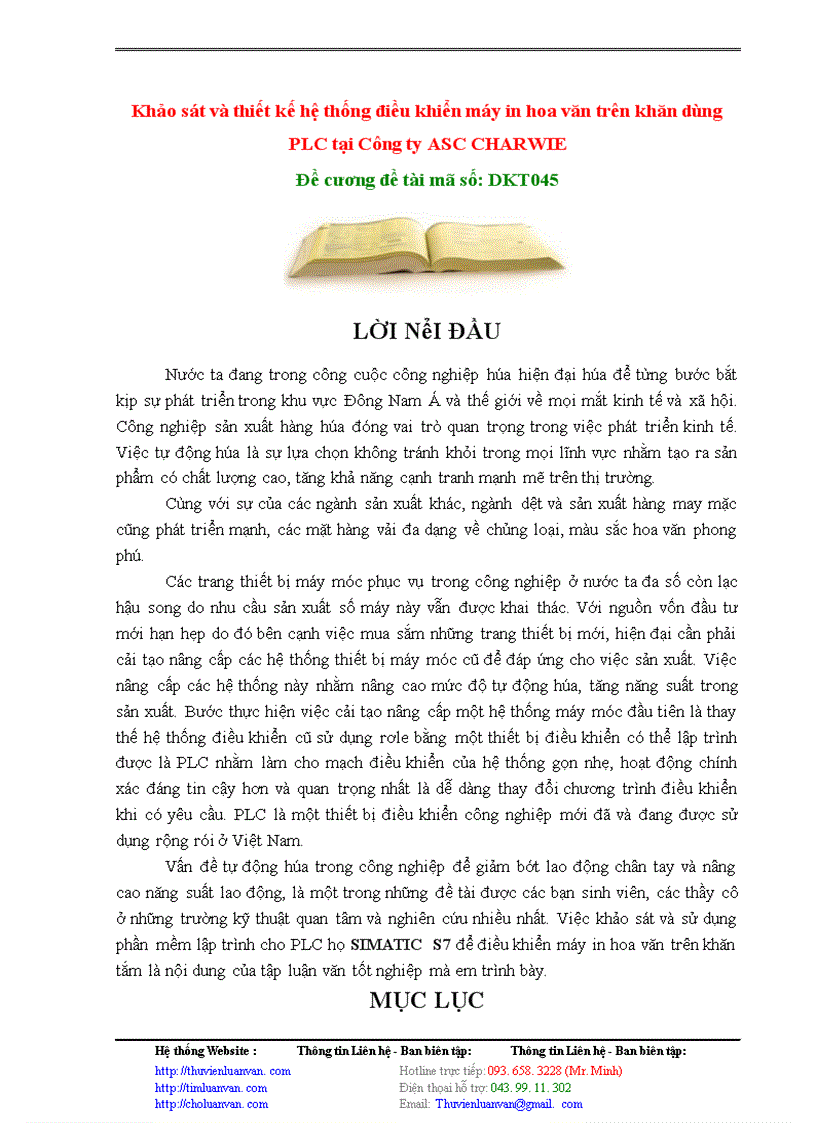 image for page Khảo sát và thiết kế hệ thống điều khiển máy in hoa văn trên khăn dùng PLC tại Công ty ASC CHARWIE