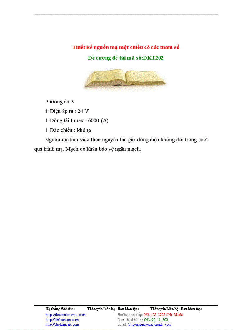 image for page Thiết kế nguồn mạ một chiều