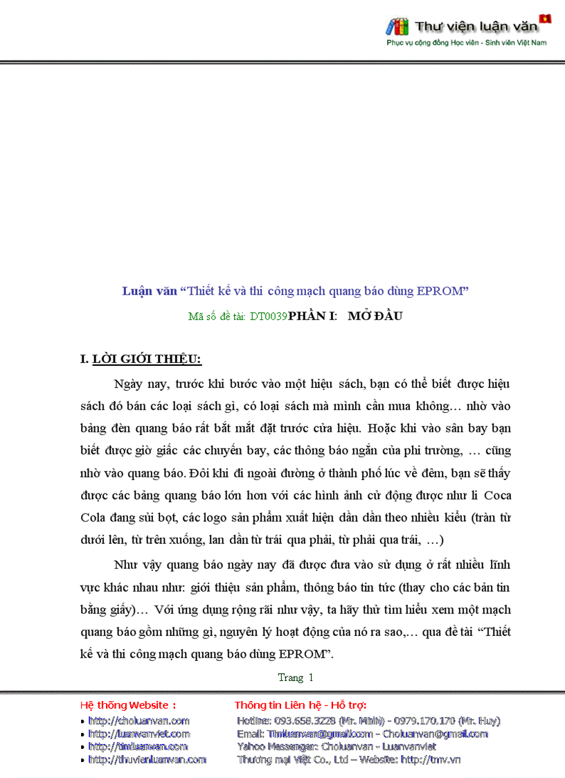 image for page Thiết kế và thi công mạch quang báo dùng EPROM