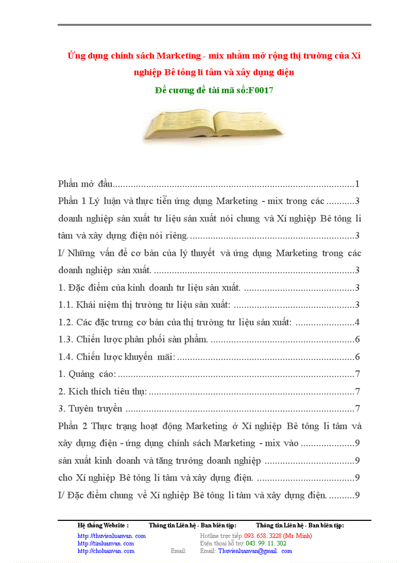 image for page Ứng dụng chính sách Marketing - mix nhằm mở rộng thị trường của Xí nghiệp Bê tông li tâm và xây dựng điện