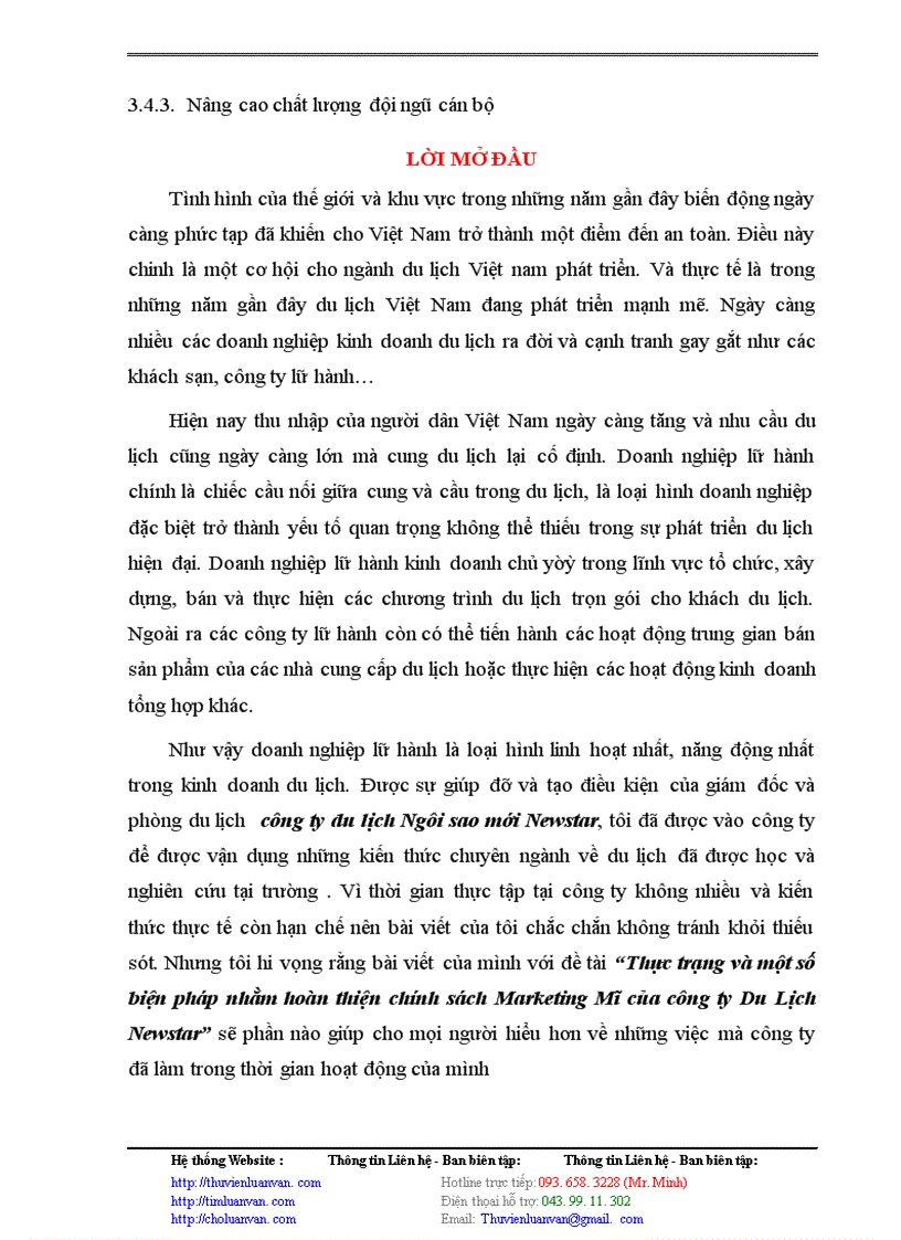 image for page Thực trạng và một số biện pháp nhằm hoàn thiện chính sách Marketing Mĩ của công ty Du Lịch Newstar