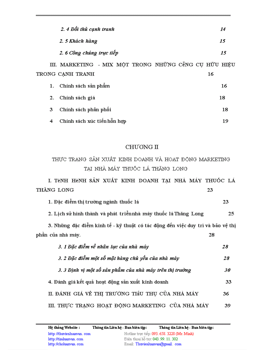 image for page Vận dụng các công cụ Marketing - Mix vào việc duy trì & bảo vệ thị phần của Nhà máy Thuốc lá Thăng Long