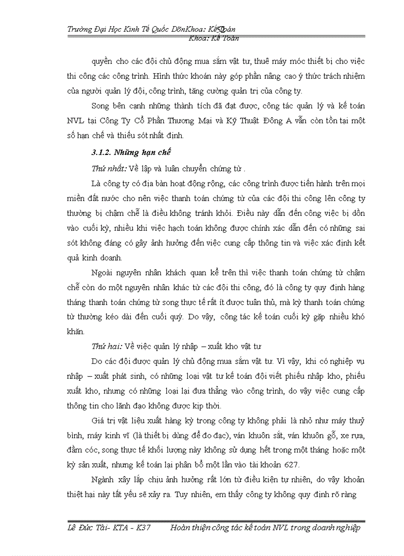 image for page Hoàn thiện công tác kế toán nguyên vật liệu tại Công Ty Cổ Phần Thương Mại và Kỹ Thuật Đông A