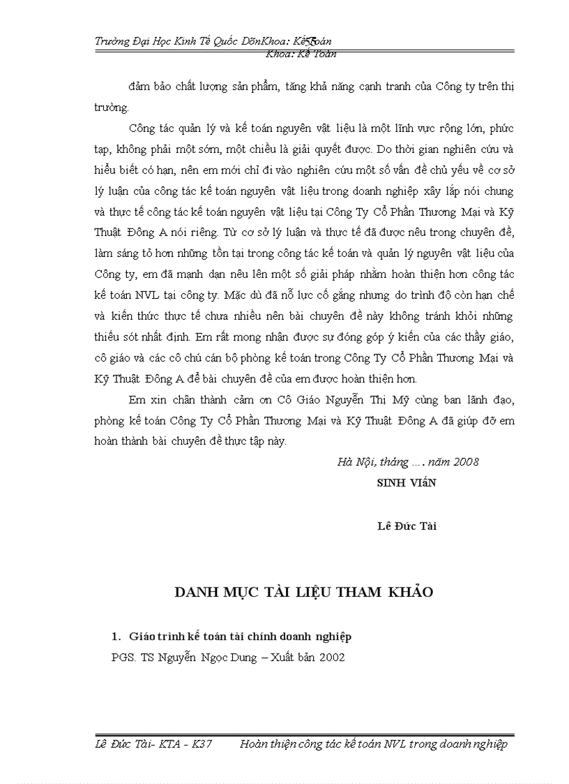 image for page Hoàn thiện công tác kế toán nguyên vật liệu tại Công Ty Cổ Phần Thương Mại và Kỹ Thuật Đông A