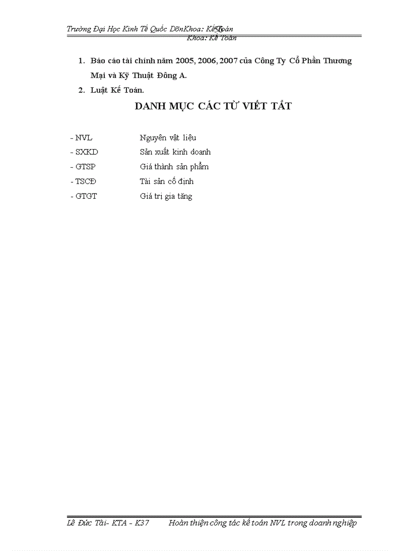 image for page Hoàn thiện công tác kế toán nguyên vật liệu tại Công Ty Cổ Phần Thương Mại và Kỹ Thuật Đông A