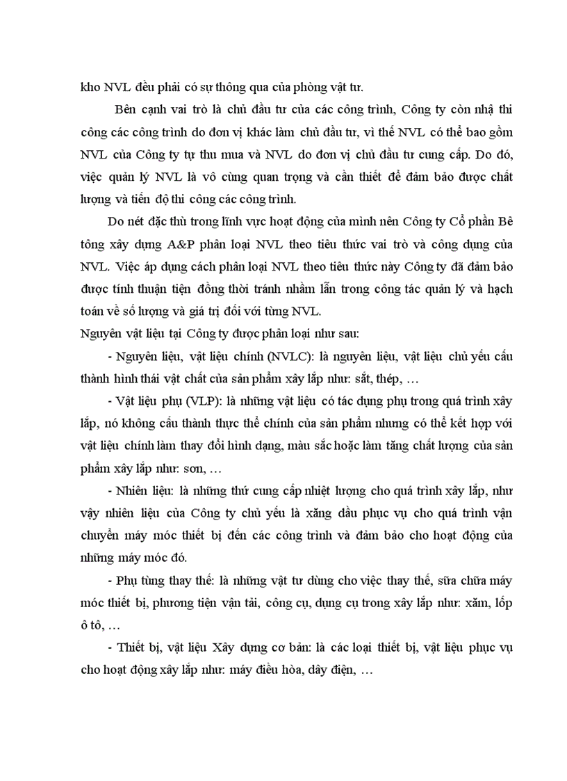 image for page Hoàn thiện kế toán nguyên vật liệu tại Công ty Cổ phần Bê tông xây dựng A&P