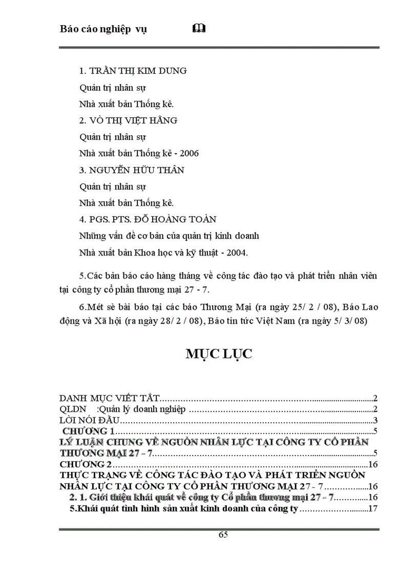 image for page Đào tạo và phát triển nguồn Nhân lực tại công ty Cổ phần Thương mại 27-7