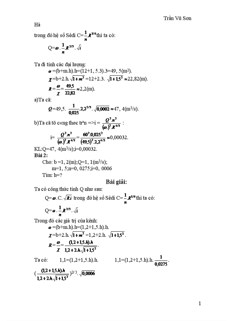 image for page Bài tập lớn thuỷ lực chương IV