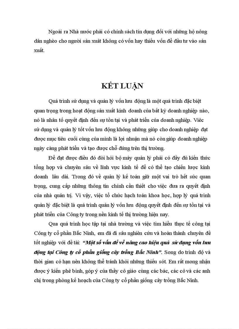 image for page Một số vấn đề về nâng cao hiệu quả sử dụng vốn lưu động tại Công ty cổ phần giống cây trồng Bắc Ninh
