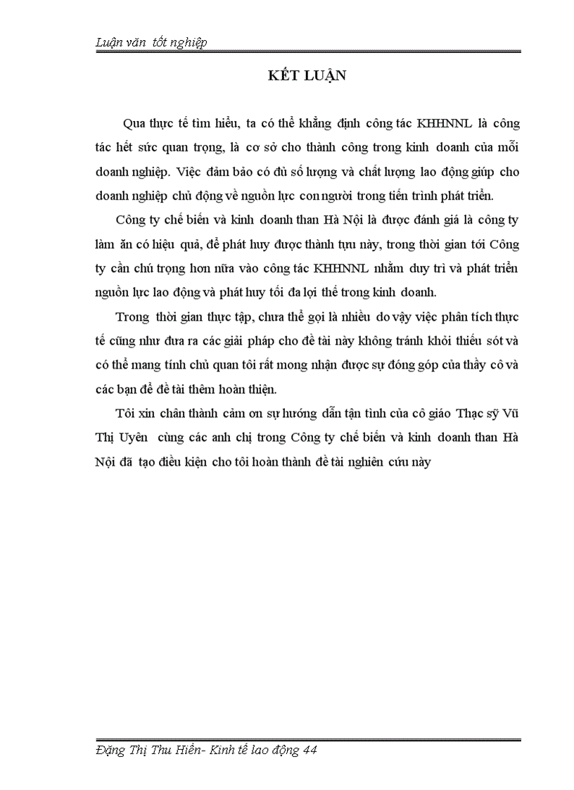 image for page Kế hoạch hoá nguồn nhân lực tại Công ty chế biến và kinh doanh than Hà Nội