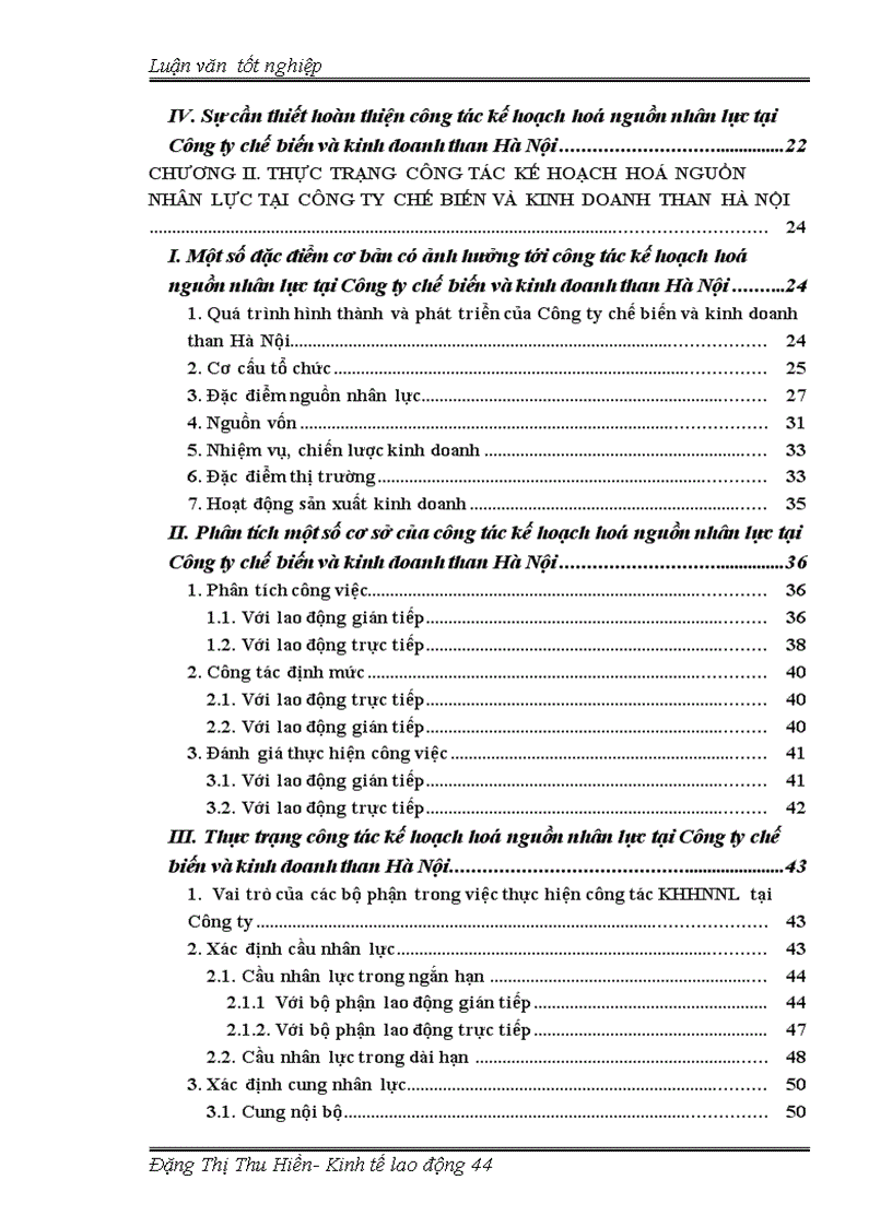 image for page Kế hoạch hoá nguồn nhân lực tại Công ty chế biến và kinh doanh than Hà Nội