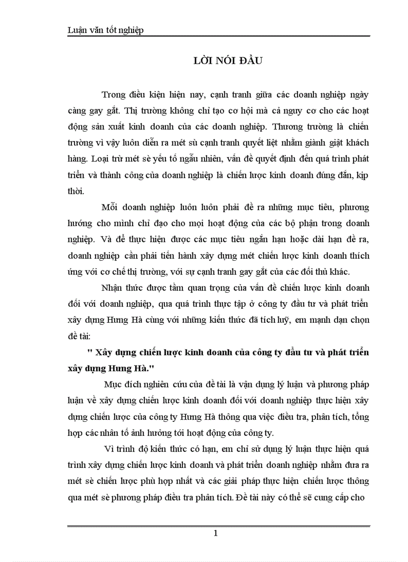 image for page Xây dựng chiến lược kinh doanh của công ty đầu tư và phát triển xây dựng Hưng Hà.