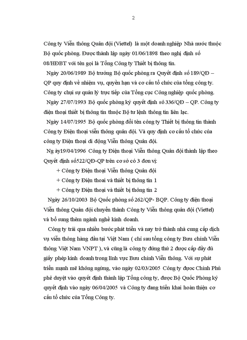 image for page Báo cáo thực tập tại Công ty điện thoại di động Viettel