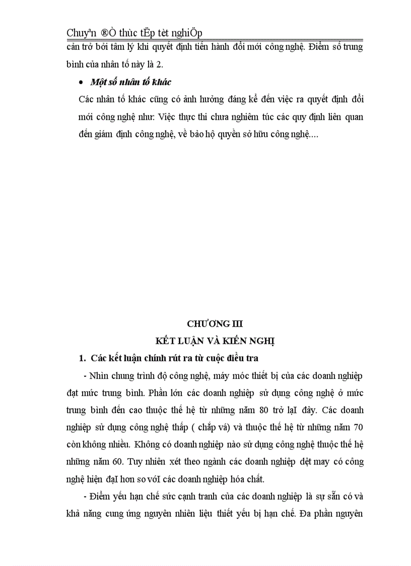 image for page Phân tích thống kê thực trạng đổi mới công nghệ của 2 ngành dệt may và hóa chất