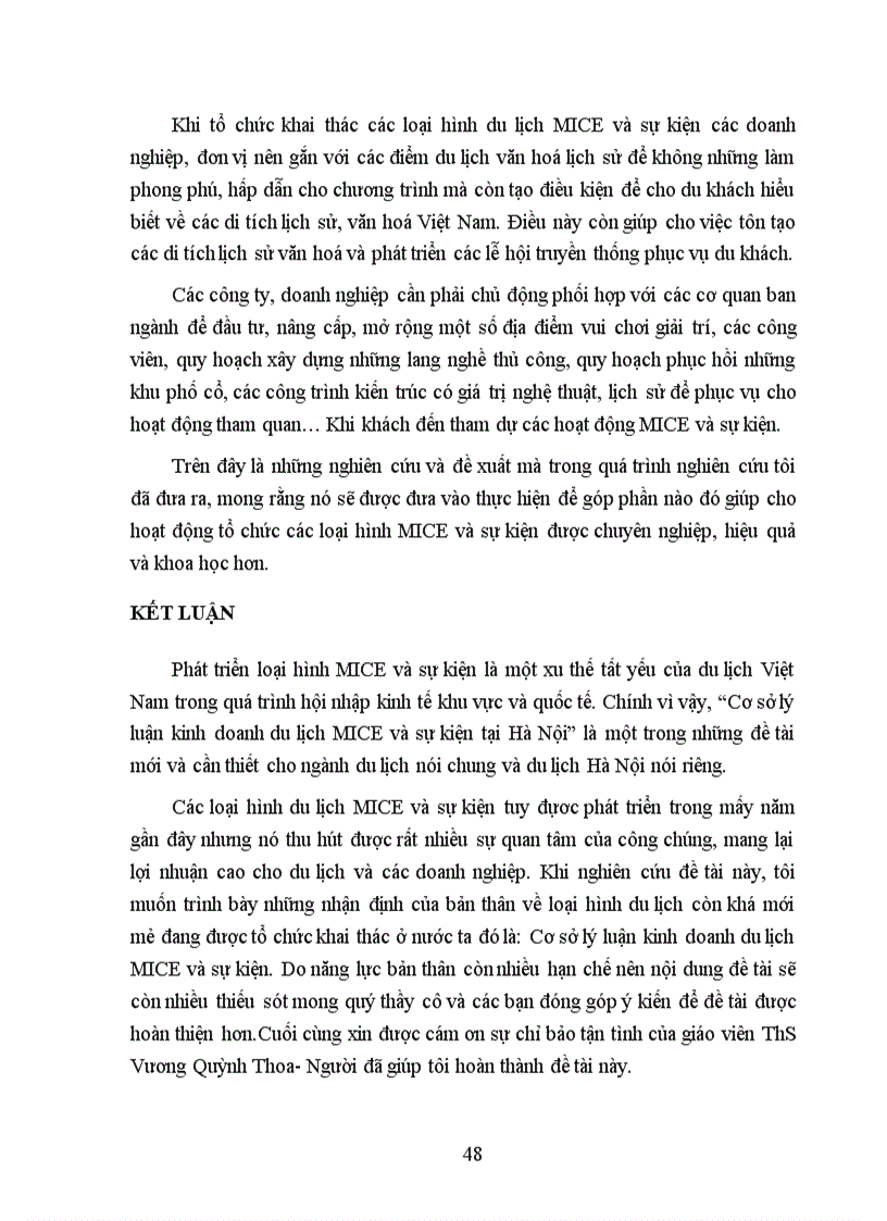 image for page Cơ sở lý luận kinh doanh du lịch MICE và sự kiện tại Hà Nội